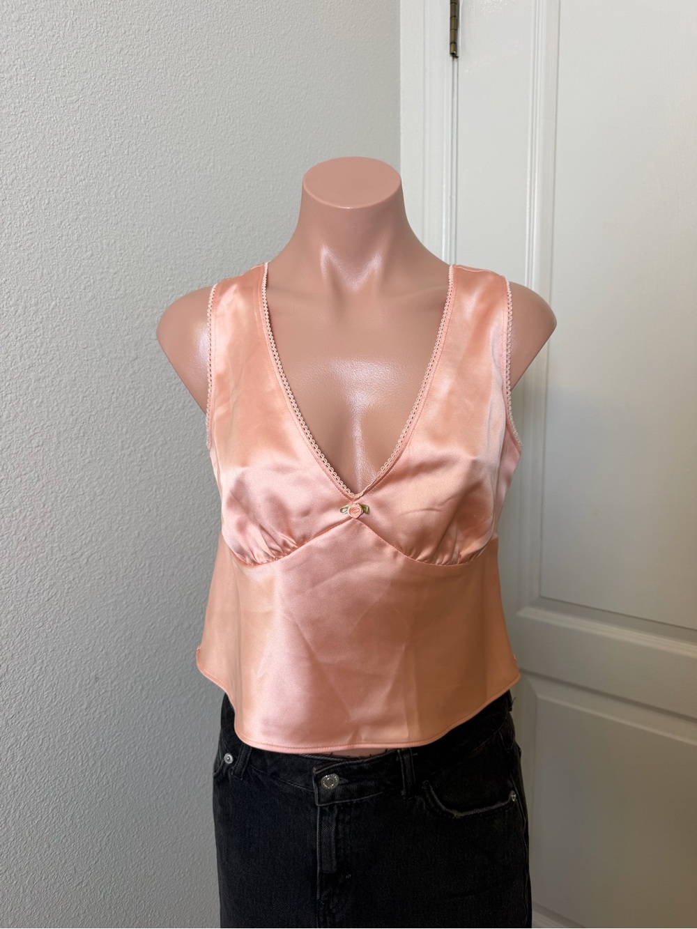wild fable Peach Satin V-Neck Cami